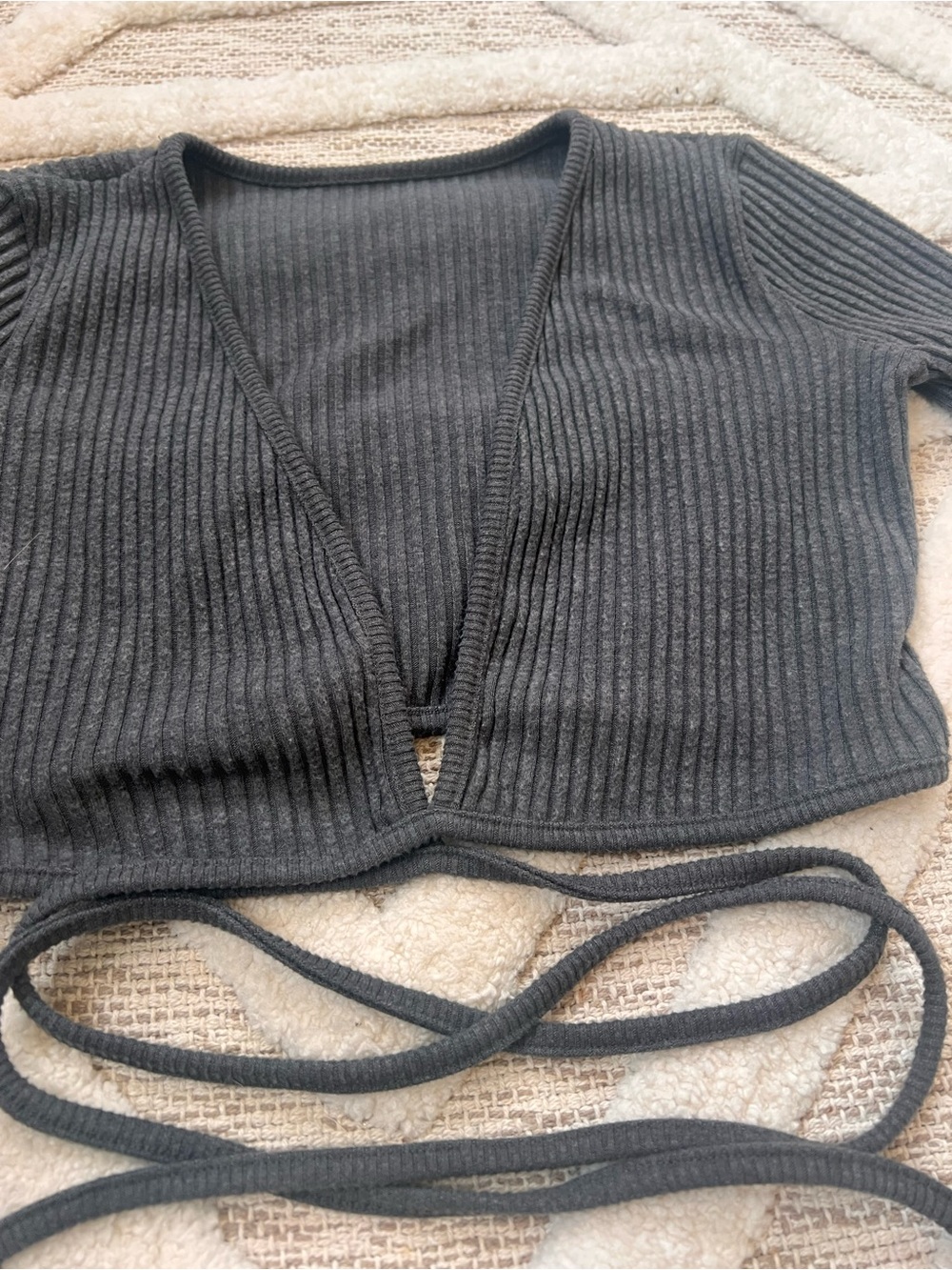 Joah Brown reversible luxe knit Top wrap cardigan Charcoal Grey S/M - Picture 4 of 13